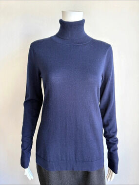 Pendleton 100% Merino Wool Turtleneck Sweater Navy Blue Size Small